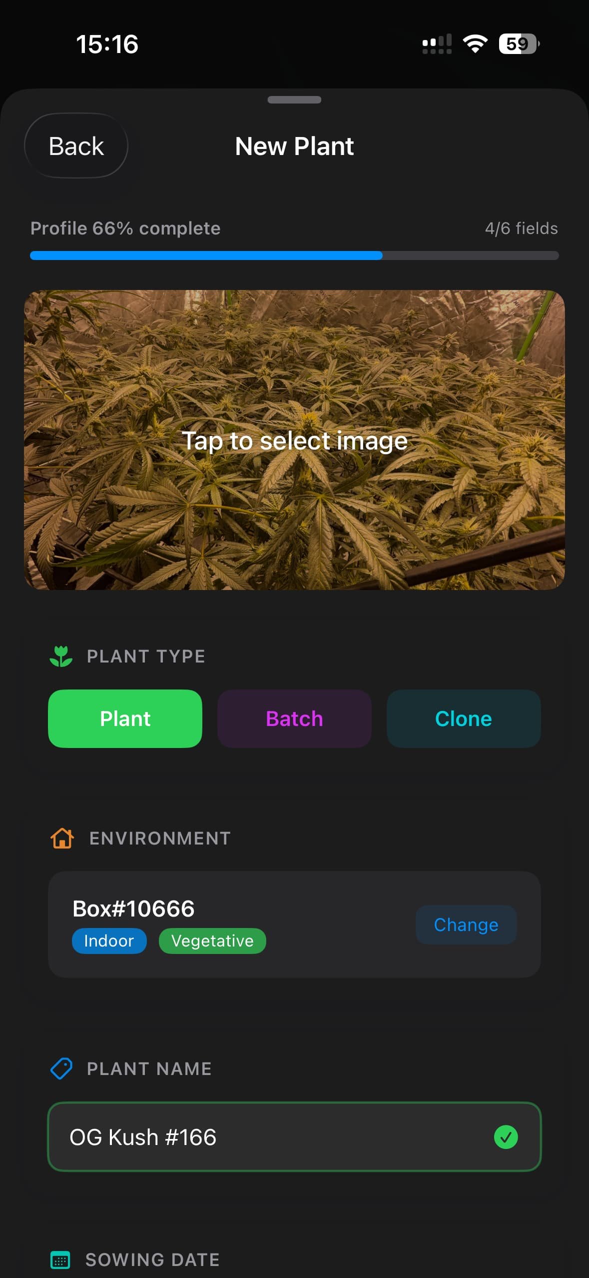GrowBotiq Lab — adding a plant inside an environment